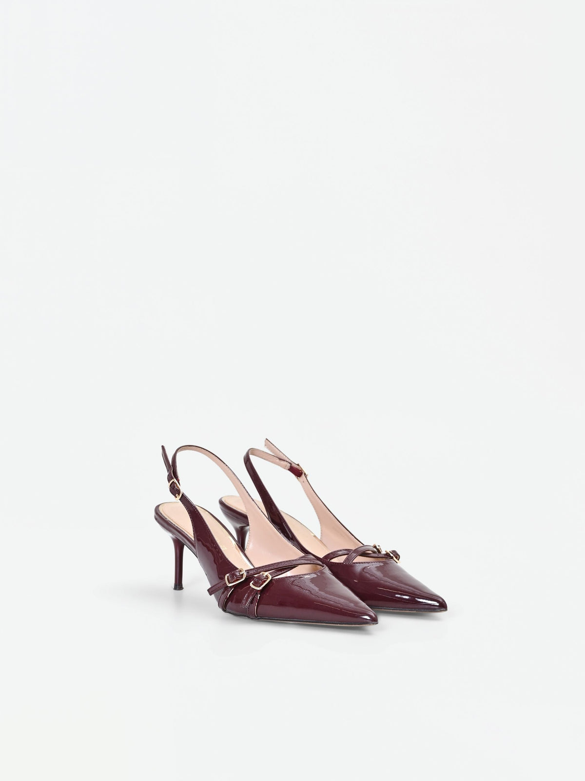 Décolleté slingback bordeaux con cinturini incrociati