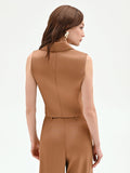 Gilet marrone bronzo con rever a lancia