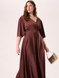 Abito Curvy Lungo Marrone Cioccolato