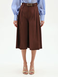 Pantalone culotte cioccolato con cintura
