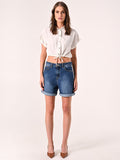 Shorts in Denim dal Lavggio Uniforme