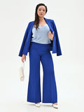 Pantalone Curvy a palazzo blu cina dalla linea fluida in cadi