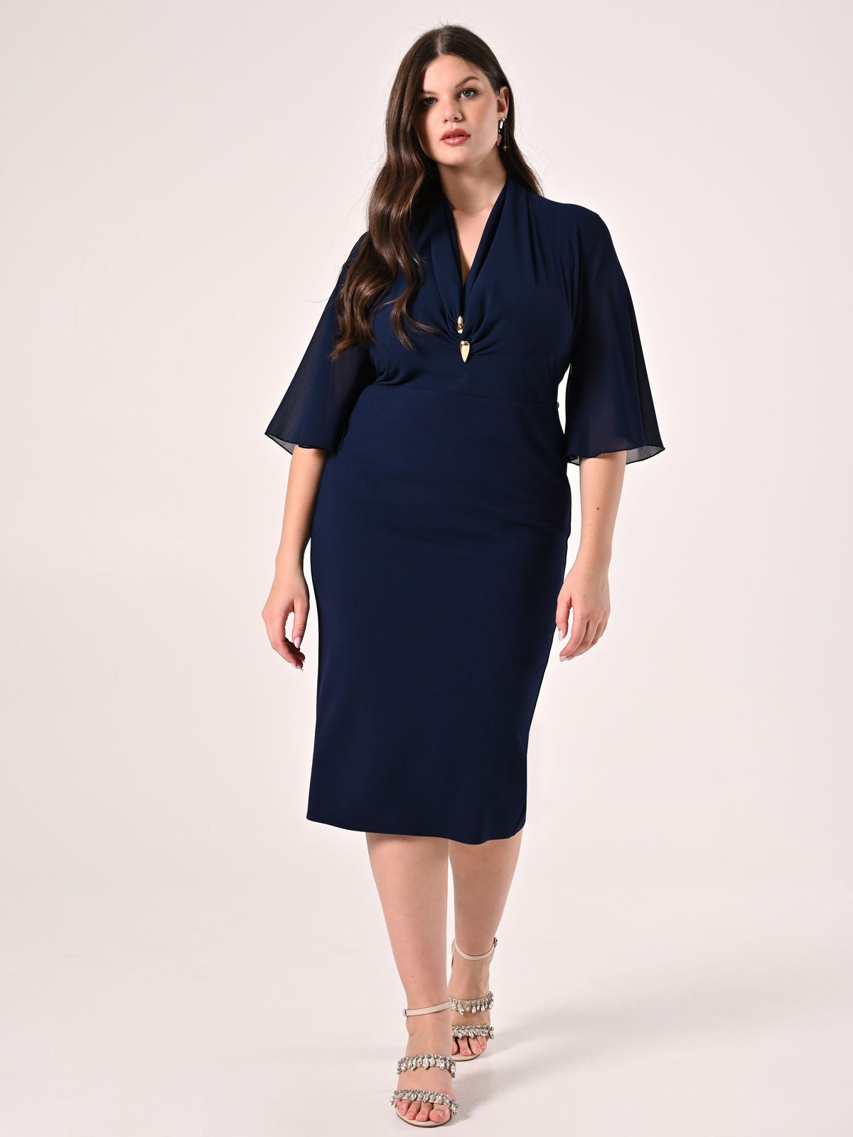 Tubino Curvy Blu con Gioiello
