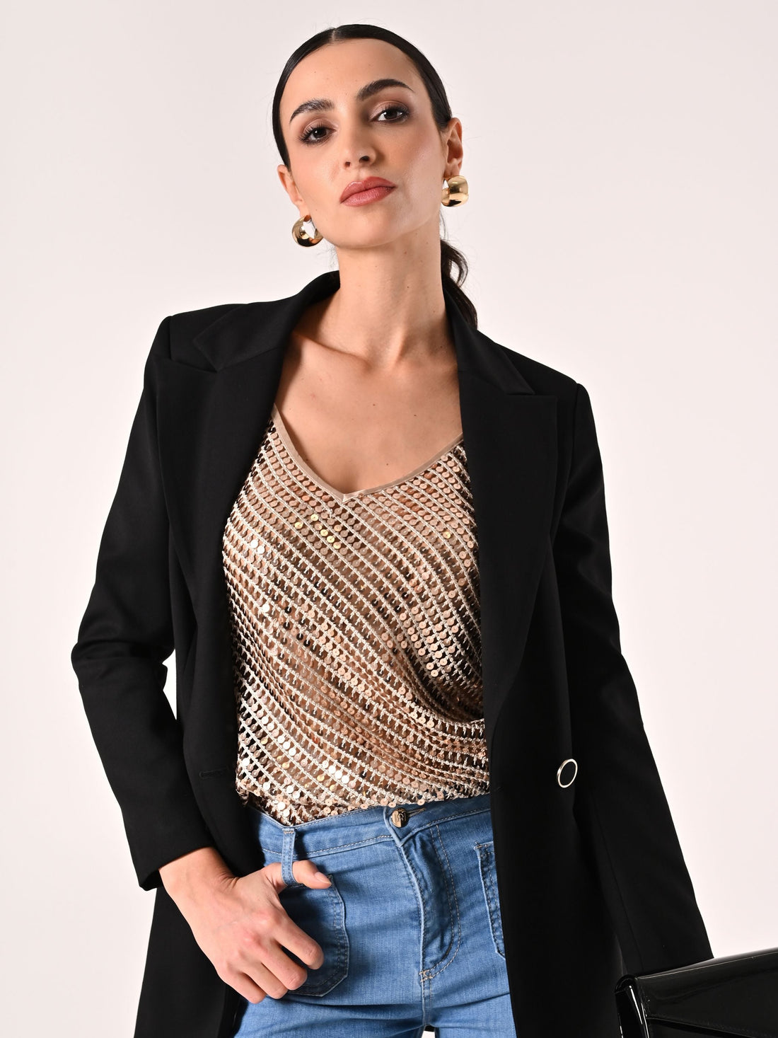 Top Oro Crochet & Paillettes