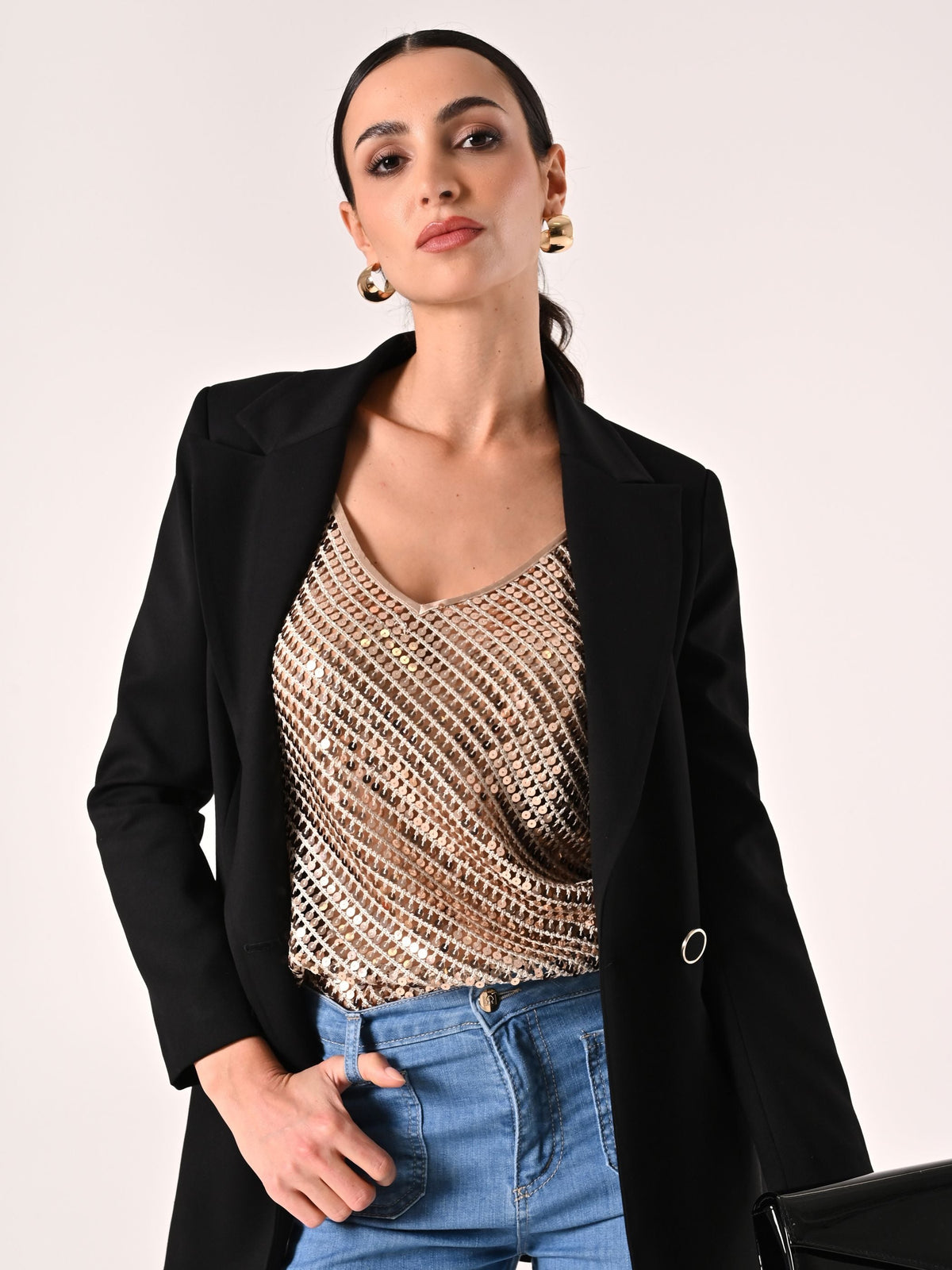 Top Oro Crochet & Paillettes