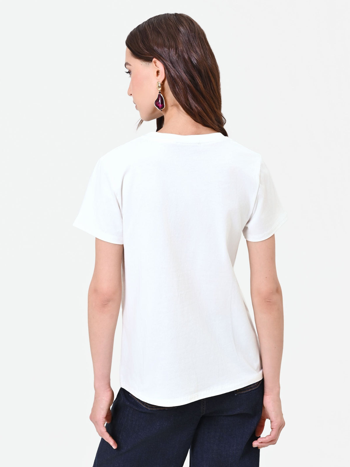 T-shirt panna con stampa grafica "Attitude"
