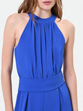 Tuta blu cina con scollo all'americana