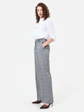 Pantalone grigio a gamba ampia con fantasia check