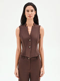 Gilet cioccolato con revers a punta