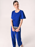 Tuta Blu Cina con Cintura Ricoprta
