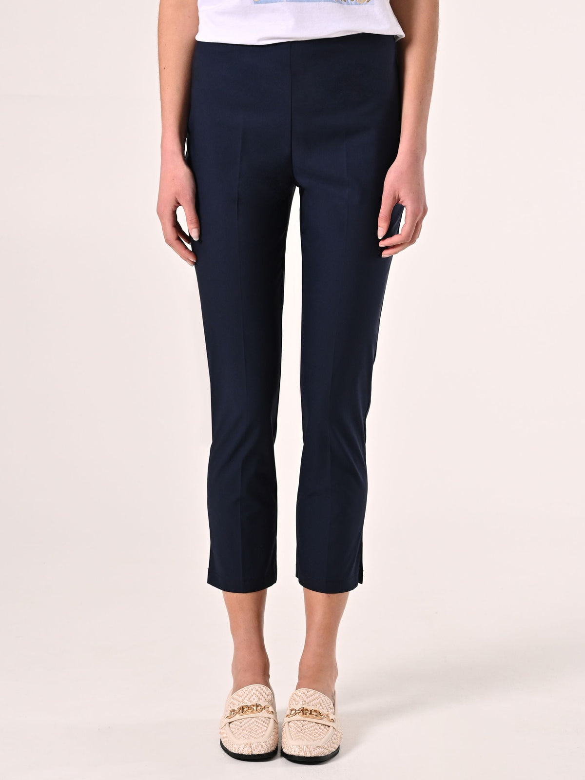 Pantaloni Skinny in Cotone Blu
