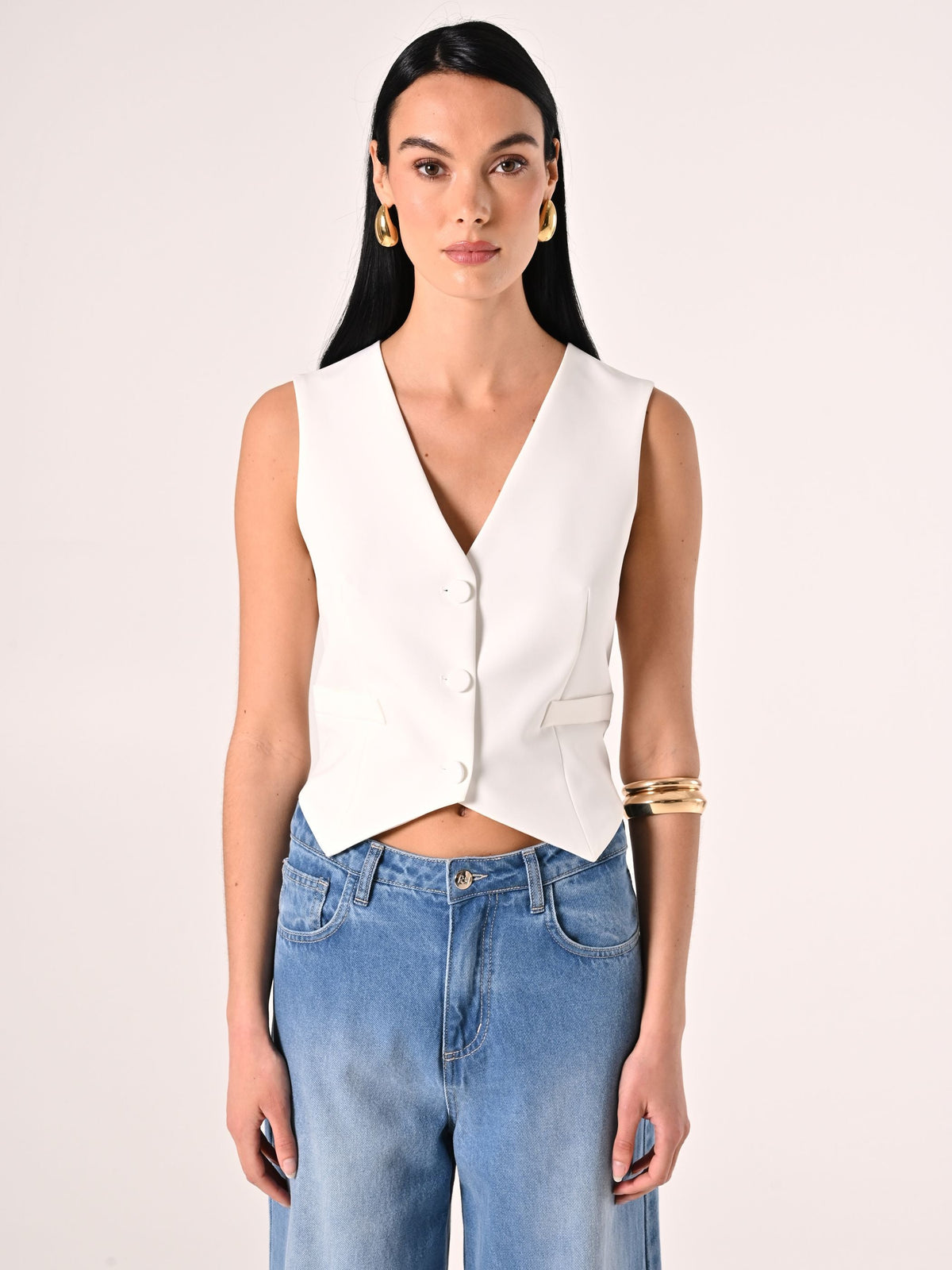 Gilet in Tessuto Tecnico Bianco