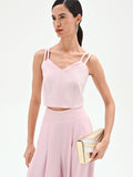 Top corto rosa pastello con doppie spalline