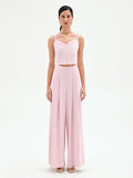 Top corto rosa pastello con doppie spalline