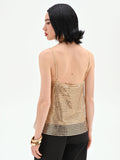 Top oro in maglia di paillettes