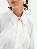 Camicia panna bianco con plastron asimmetrico