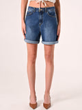 Shorts in Denim dal Lavggio Uniforme