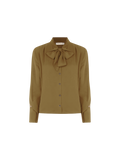 Blusa con Fiocco e Pinces Verde Militare