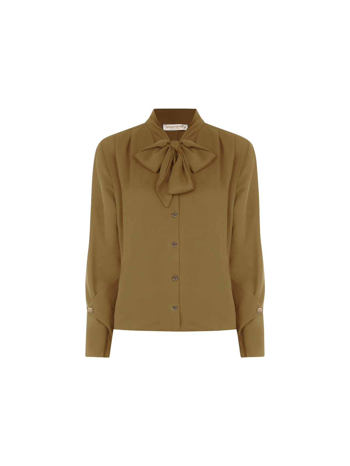 Blusa con Fiocco e Pinces Verde Militare