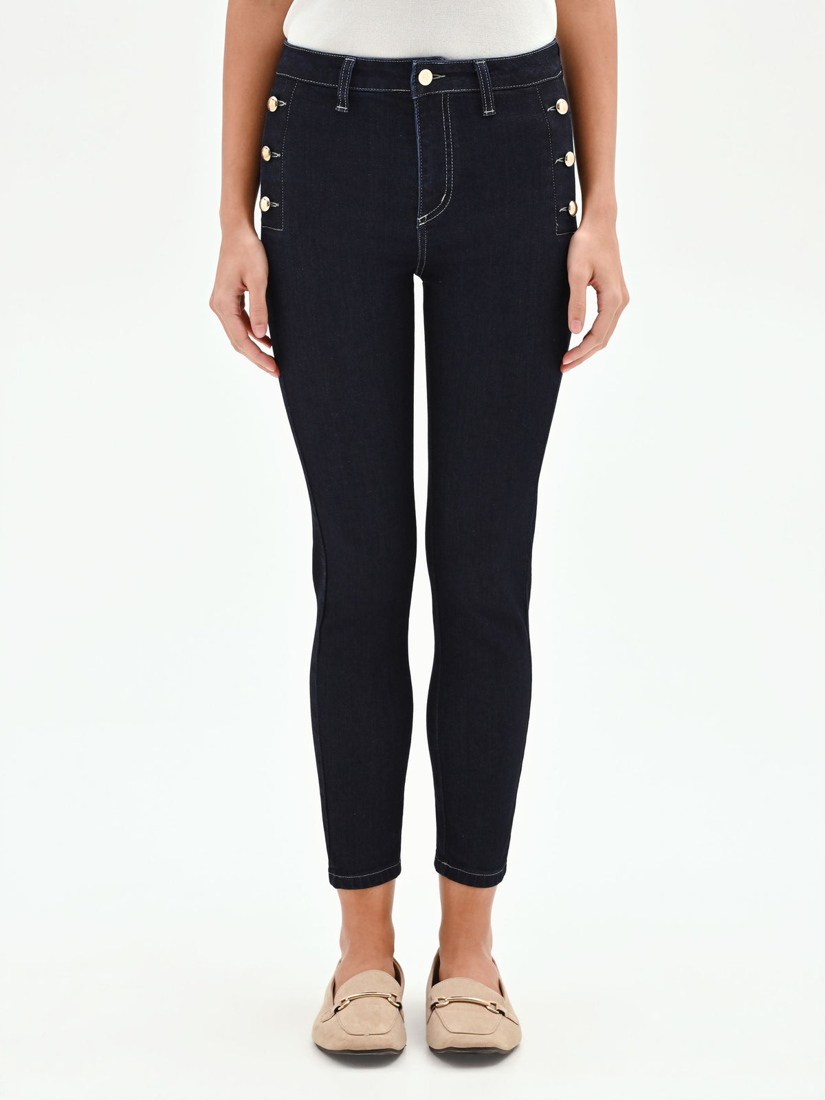 Jeans skinny blu stile marinniére