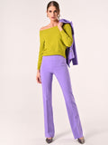 Pantaloni in Tessuto Tecnico Lilla con Fascione in Vita