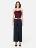 Top corsetto bordeaux in velluto