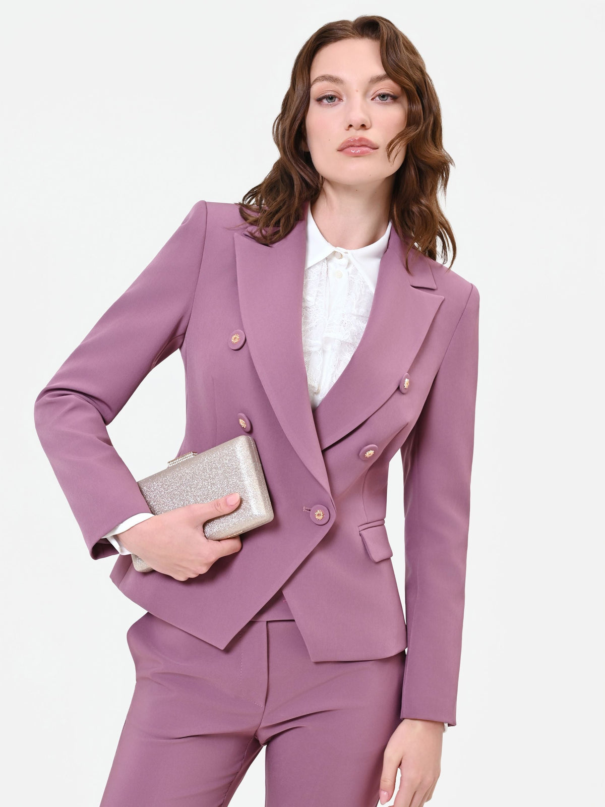 Giacca blazer doppiopetto rosa antico