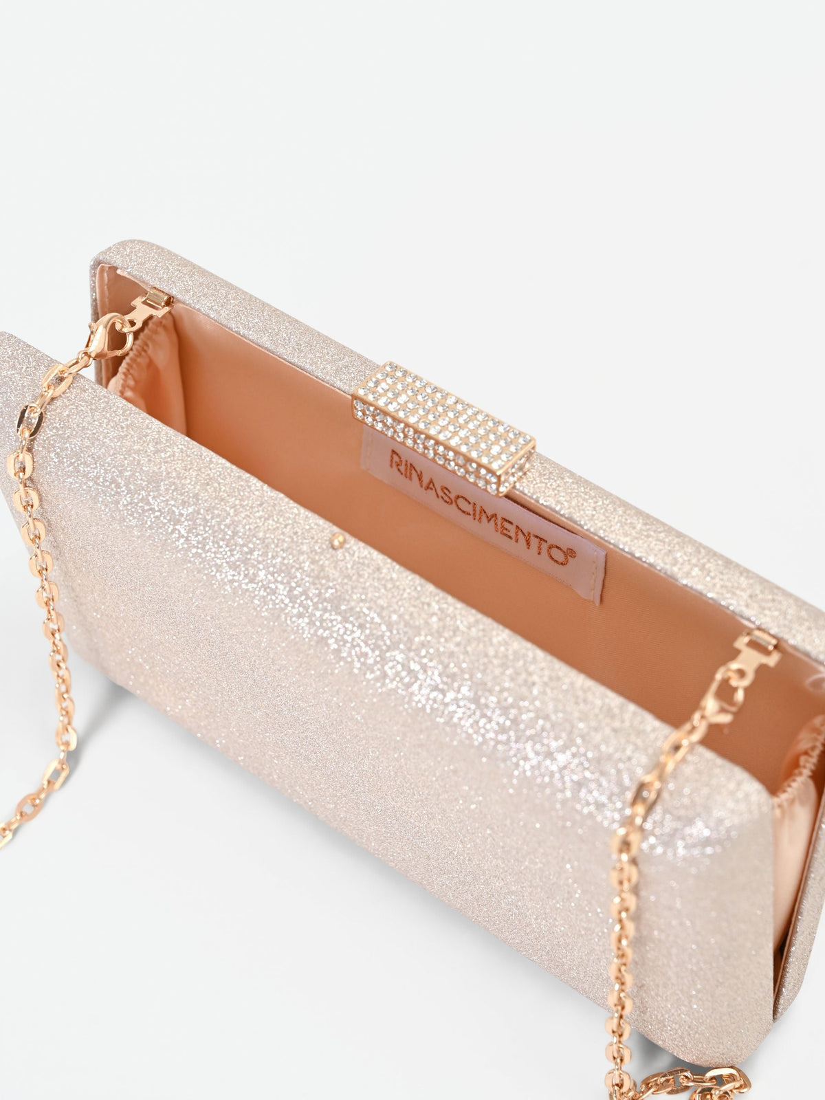 Clutch Oro Glitter con chiusura Gioiello