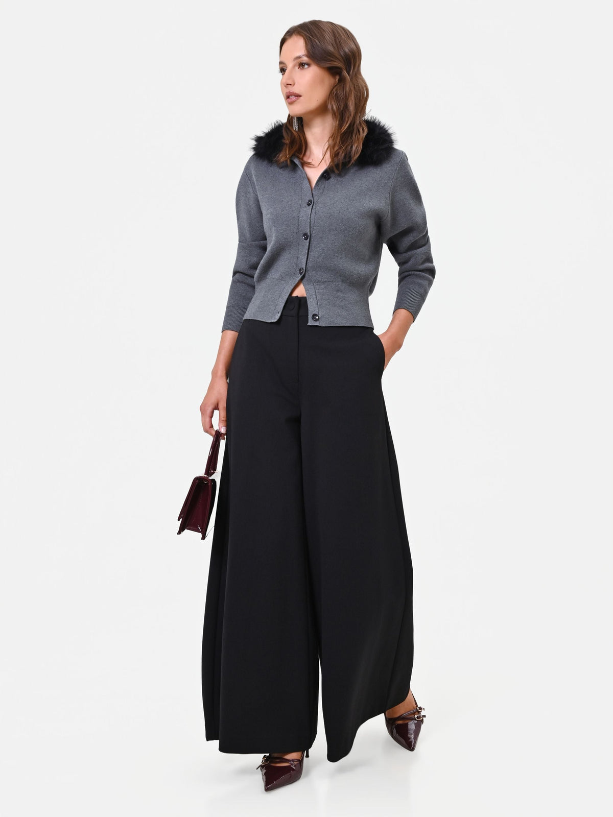 Pantalone nero in Punto Milano misto viscosa