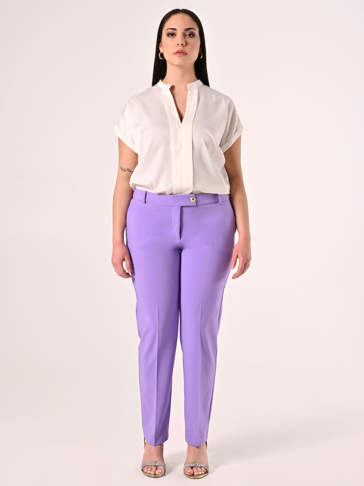 Pantaloni Curvy Lilla in Tessuto Tecnico