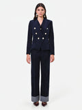 Giacca doppiopetto in velluto blu navy Giorgia Palmas X Rinascimento