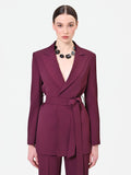 Giacca blazer bordeaux con cintura