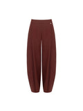 Pantalone bordeaux a palloncino in lino