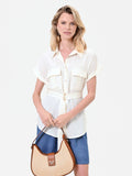 Camicia utility a maniche corte bianco panna