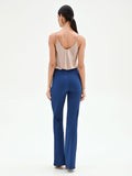 Pantalone mid flared blu brillante con fascione