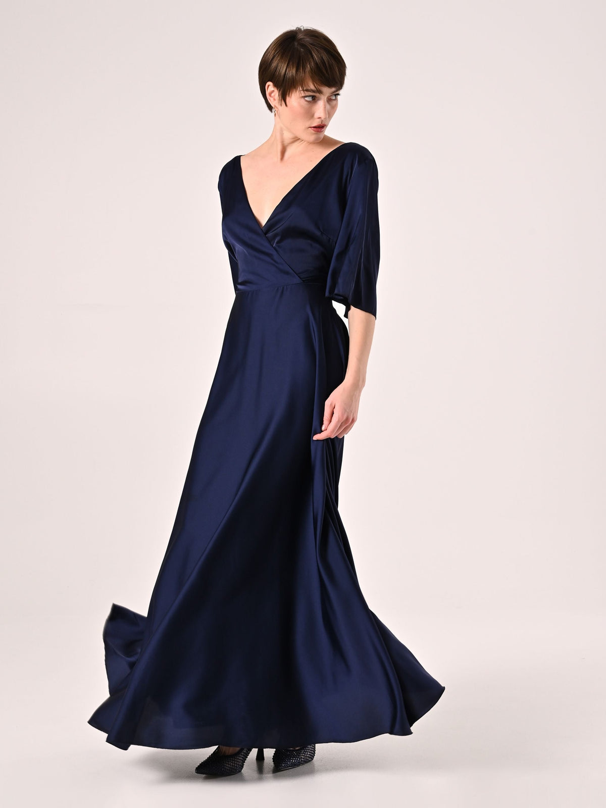 Abito Midi in Raso Blu