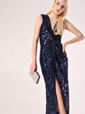 Abito Lungo Paillettes Blu