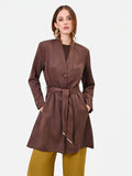 Trench marrone effetto scamosciato con cintura