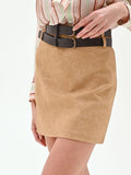 Minigonna beige effetto scamosciato