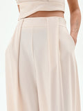 Pantalone a palazzo panna bianco con pieghe