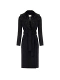 Cappotto midi nero con collo effetto pelliccia misto lana Giorgia Palmas X Rinascimento