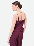 Top bordeaux con scollo a cuore
