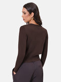 Cardigan in viscosa marrone moro con bottoni