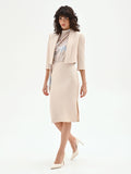 Gonna tubino beige chiaro con spacco laterale