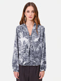 Blusa toile de jouy con fiocco al collo