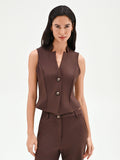 Gilet cioccolato con revers a punta