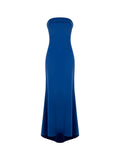 Abito lungo blu brillante con scollo a fascia