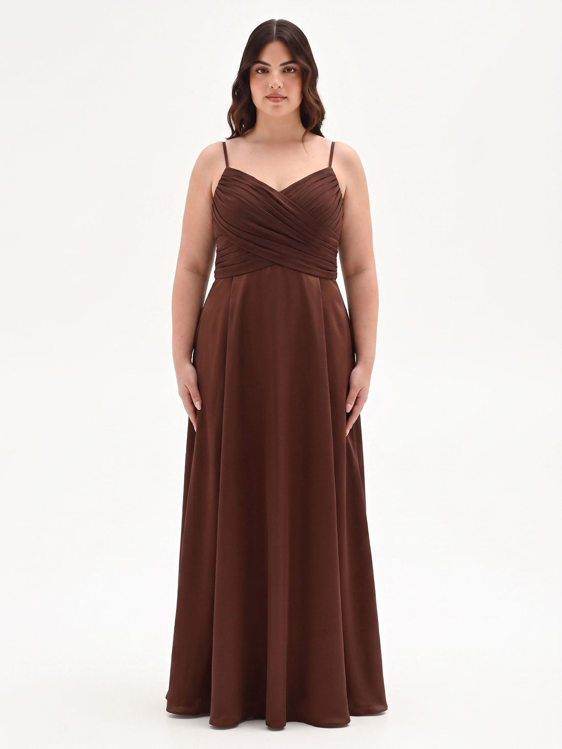 Abito Lungo Curvy con Corpino Drappeggiato
