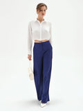 Pantalone Studio a palazzo in tessuto tecnico blu indaco