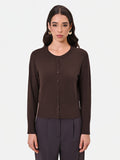 Cardigan in viscosa marrone moro con bottoni